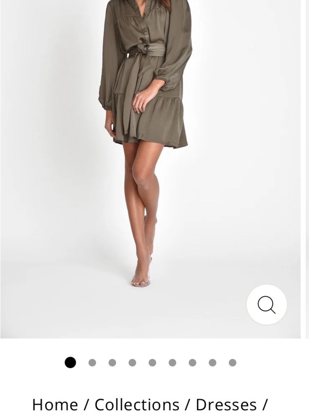 Olive Green Tie-Waist Shirt Dress